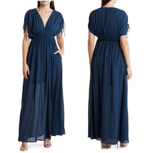 Nordstrom Wishlist Apparel Dark Teal Casual Summer Maxi Dress Size Small NEW